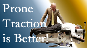 St Peters spinal traction applied lying face down – prone – is best according to the latest research. Visit Old Mill Chiropractic.