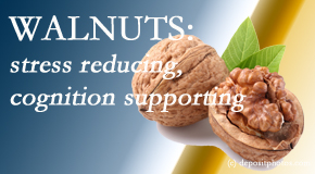 Old Mill Chiropractic shares a picture of a walnut which is said to be good for the gut and reduce stress.